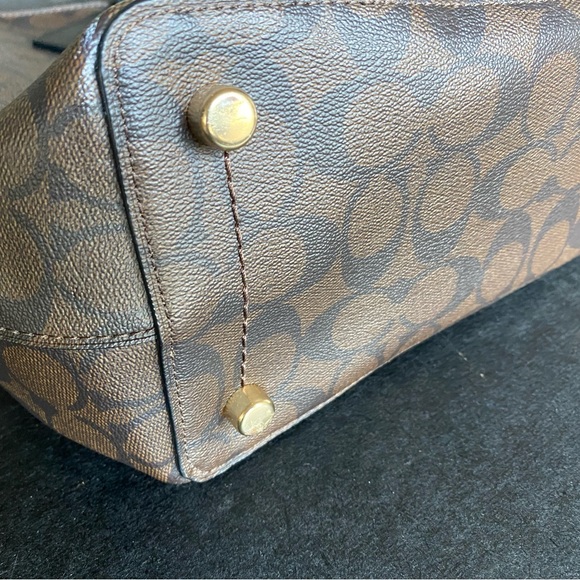 COACH brand leather brown tote bag with COACH signature logo 16 x 12 inches - Picture 4 of 15